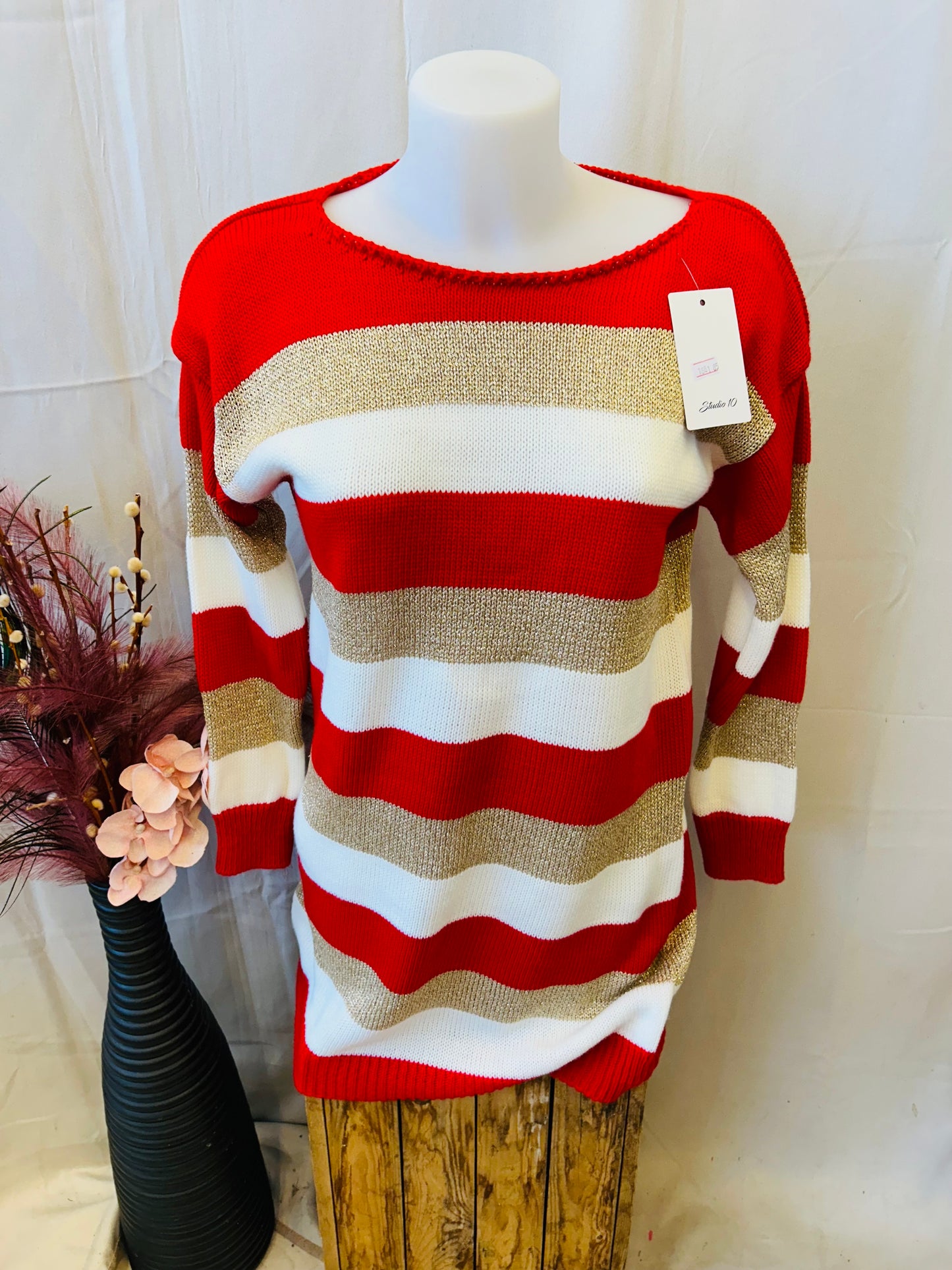 Striped tunic red